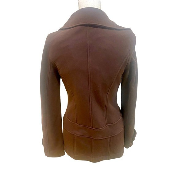 Patrizia Luca 100% Cotton brown button down pea coat big notched collar medium - Picture 7 of 11